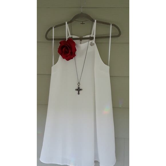 LOVERICHE White Summer Dress A-line Tunic Tank Top Size M Festival Concert Beach - Picture 3 of 7